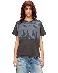 DIESEL - Distressed T-Shirt With Graffiti Print - Lyst