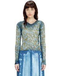 DIESEL - Rib-Knit Top With Floral X-Ray Effect - Lyst