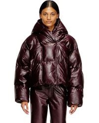 DIESEL - Burgundy Hooded Puffer Jacket - Lyst
