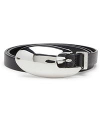 DIESEL - 1.5Cm Slim Leather Belt With Sculptural Buckle - Lyst