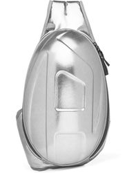 DIESEL Fester Metallic-Rucksack mit einem Riemen - Weiß