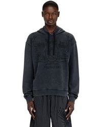 DIESEL - Printed Hoodie With Rhinestone Studs - Lyst