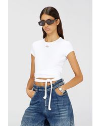 DIESEL - Ribbed T-Shirt With Wrap-Around Laces - Lyst