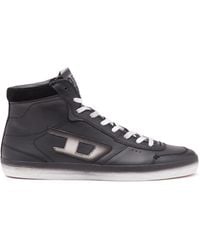 DIESEL - S-leroji Mid-leather High-top Sneakers With Colour Bleed - Lyst