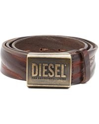 DIESEL - Ledergürtel 4 Cm Mit Logoplatte - Lyst