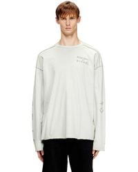 DIESEL - Relaxed Long-Sleeve T-Shirt With Printed Sleeves - Lyst