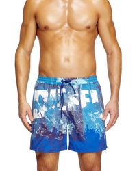 DIESEL - Bañador De Longitud Media Con Estampado Gráfico - Lyst