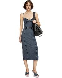 DIESEL - Vestido Midi De Punto Con Aspecto Denim - Lyst