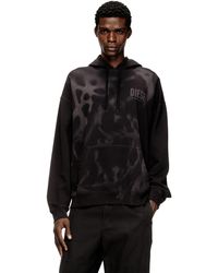 DIESEL - Cotton Hoodie With Lasered Prints - Lyst