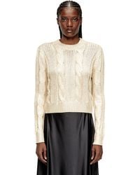 DIESEL - Cable-Knit Jumper With Shiny Effect - Lyst