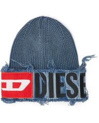 DIESEL - Denim Effect Beanie With Bold Patch Detail - Lyst