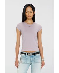 DIESEL - T-Shirt With Cut-Out Embroidered Logo - Lyst