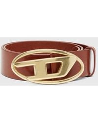 DIESEL - 4 Cm Leather Belt With Oval D Buckle - Lyst