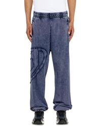 DIESEL - Organic Cotton Sweatpants With Oval D Patch - Lyst