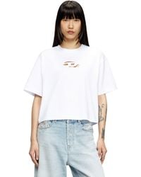 DIESEL - Boxy T-Shirt With Cut-Out Oval D Logo - Lyst