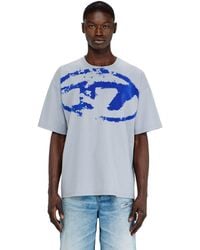 DIESEL - T-Shirt With Distressed Flocked Logo - Lyst