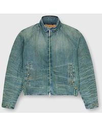 DIESEL - Steppjacke Aus Denim Mit Knitter- Und Used-Effekt - Lyst