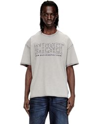 DIESEL - T-Shirt With Appliqué Logo And Raw Edge - Lyst