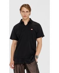 DIESEL - Jersey Polo Shirt With Check Flannel Trims - Lyst