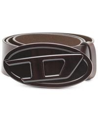 DIESEL☆ 4cm leather belt with rhinestone Oval D buckle Women's 4cm leather belt with rhinestone Oval D buckle