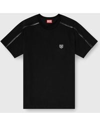 DIESEL - T-Shirt With Contrast Trims And Logo Patch - Lyst