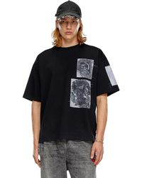 DIESEL - T-shirt With Raw-cut Printed Patches - Lyst