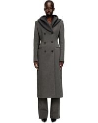 DIESEL - Long Hourglass Coat With Knitted Cowl Hood - Lyst