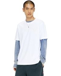 DIESEL - Cotton T-Shirt With Chest Logo Motif - Lyst