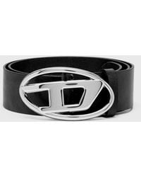 DIESEL - 3.9Cm Leather Belt With Shiny Oval D Logo Buckle - Lyst