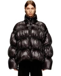 DIESEL - Hooded Down Jacket With Bubble Effect - Lyst