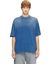 DIESEL - Cotton T-Shirt With Contrasting Overlock Stitching - Lyst