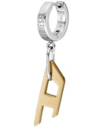 DIESEL - Two-Tone Stainless Steel Single Hoop Earring - Lyst