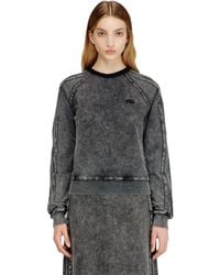 DIESEL - Sweatshirt With Bands And Oval D Embroidery - Lyst