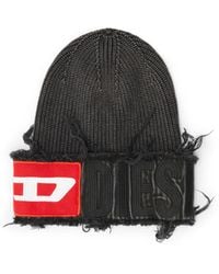 DIESEL - Denim Effect Beanie With Bold Patch Detail - Lyst