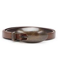 DIESEL - 1.5Cm Slim Leather Belt With Sculptural Buckle - Lyst