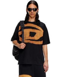 DIESEL - T-shirt con logo Oval D effetto bleach - Lyst