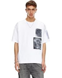 DIESEL - T-shirt With Raw-cut Printed Patches - Lyst