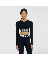 DIESEL - Microfibre Crop Top With Cut-Off Logo - Lyst