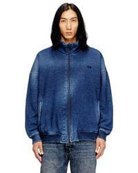 DIESEL - Teddy-Lined Zip Jacket With Denim Effect - Lyst