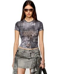DIESEL - Cropped T-shirt With Abstract Print - Lyst