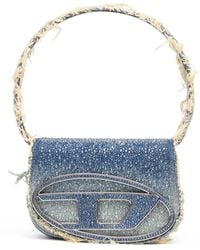 DIESEL - 1Dr-Ikonische Schultertasche Aus Denim Mit Strass - Lyst