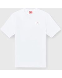 DIESEL - V-Neck T-Shirt With Micro Logo Embroidery - Lyst