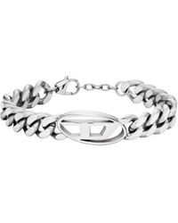 DIESEL - Oval D Logo Chain Bracelet - Lyst