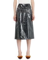 DIESEL - Patent-Leather Midi Skirt With Belt - Lyst