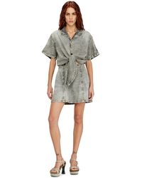 DIESEL - Denim Dress With Athletic Stripes - Lyst