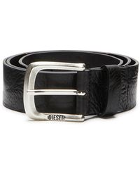 DIESEL - Textured-leather Belt With Jacron Patch - Lyst