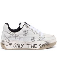 DIESEL - D-Ollie-Leather Sneakers With Graffiti Print - Lyst