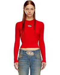 DIESEL - Rib-knit Viscose-blend Top With Oval D - Lyst