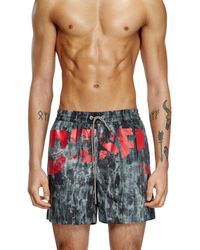 DIESEL - Pantaloncini Da Mare Con Stampa Grafica - Lyst