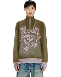 DIESEL - Treated Half-Zip Jumper With Griffin Motif - Lyst